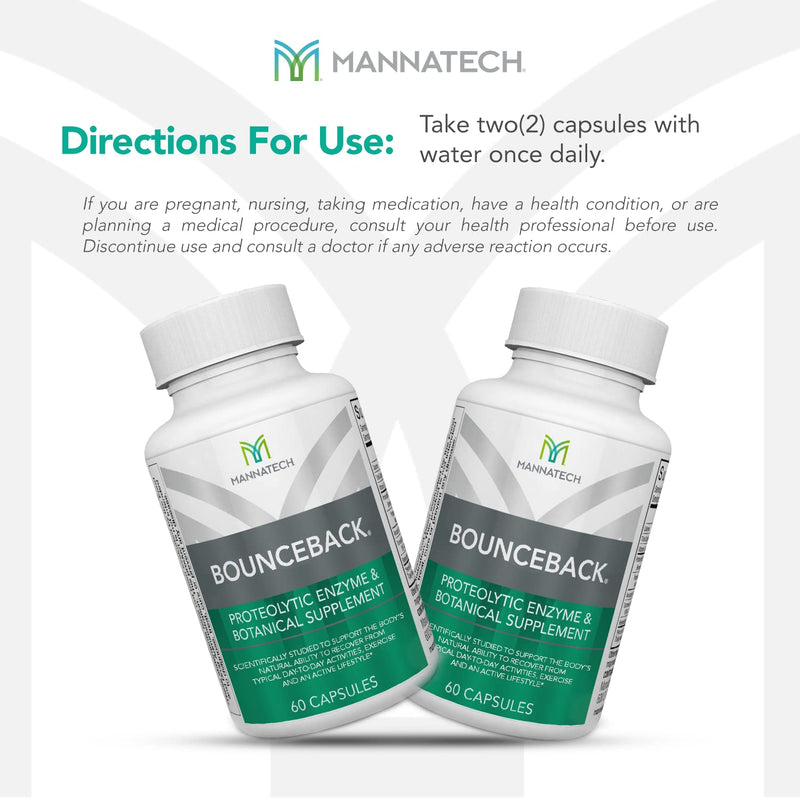 Mannatech - BounceBack® - Joint Support - 60 Capsules | Contains Proteolytic Enzyme Blend, Phytosterols, Turmeric Extract, Supports Cartilage Health, Daily Mobility Support