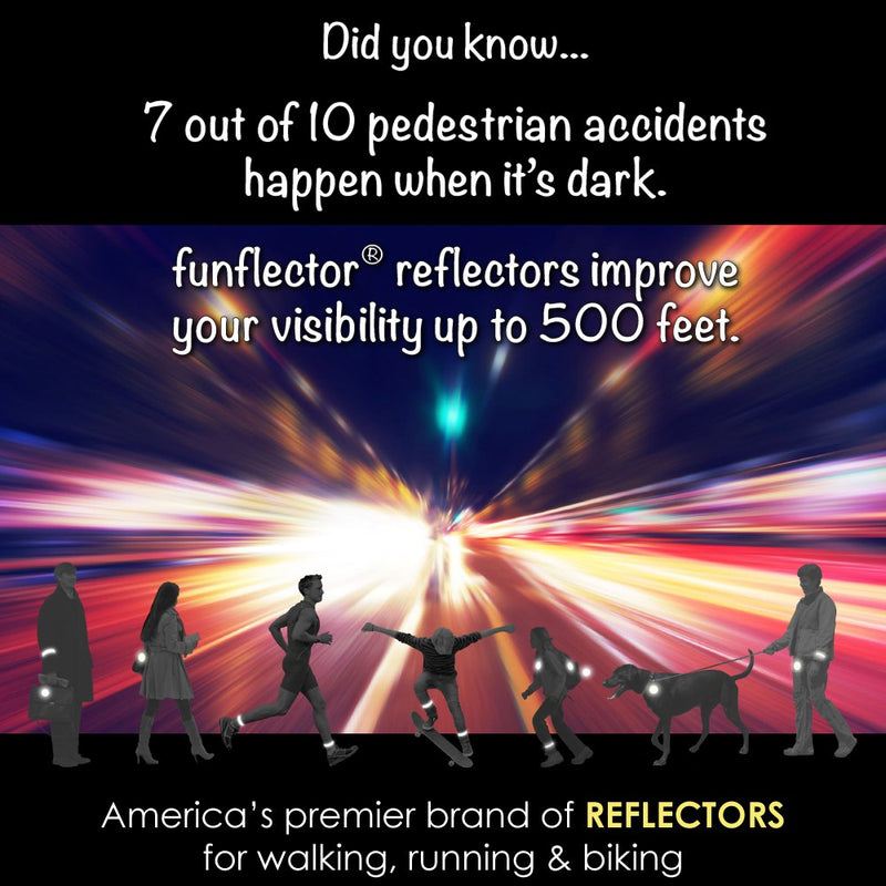 funflector Safety Reflectors - Basic Shapes - Stylish Reflective Gear for Jackets, Bags, Purses, Backpacks, Strollers and Wheelchairs - Made in USA Ovals-Mixed Colors-6-pack