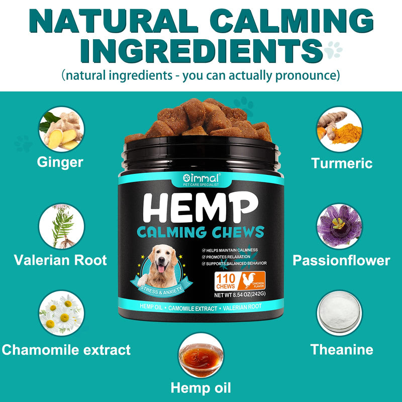TailaiMei Calming Chews for Dogs,Dog Calming Treats,110 Soft Dog Calming Treats Chicken Flavor, Dog Anxiety Relief, Storms, Barking, Chewing