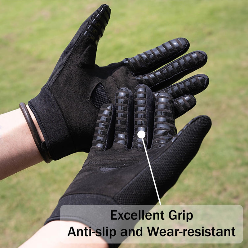 VXW Flying Disc Wear Resistant Full Finger Outdoor Training Gloves Breathable Non-Slip Fitness Riding Gloves MTB Cycling Gloves XX-Large Black
