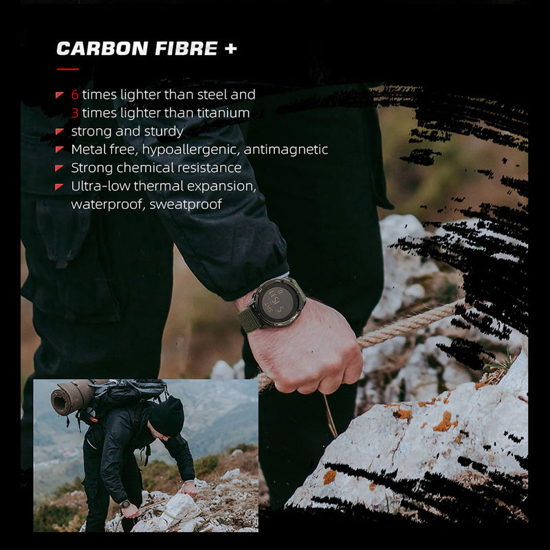 DIDITIME Tactical Watches for Men, Military Watches for Men, Waterproof 164FT, Fitness Watch, Mens Digital Watches with Compass, Metronome, Pedometer, Lightweight Breathable Nylon Watch ALPS-BLACK - BeesActive Australia