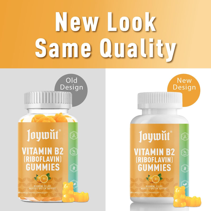 Vitamin B2 Gummies, Riboflavin 400mg, B2 Vitamins 400mg | Chewable for Adults and Kids，Migraine Relief & Energy and Nervous System Support, Non GMO, Vegan - 60 Counts 1