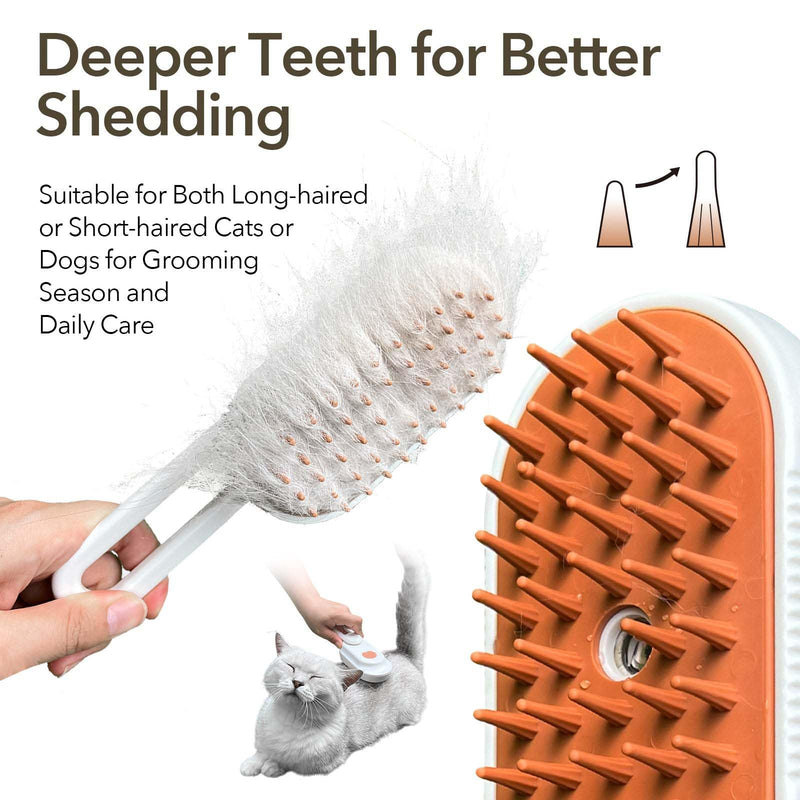 Cat Steam Brush for Shedding, Steam Brush for Indoor Cats, Water Brush, Cat Spray Mist Massaging Brush, Pet Hair Removal Brush, Suitable for Cats, Dogs and Rabbits, Cat Cleaning Brush 😽white - BeesActive Australia