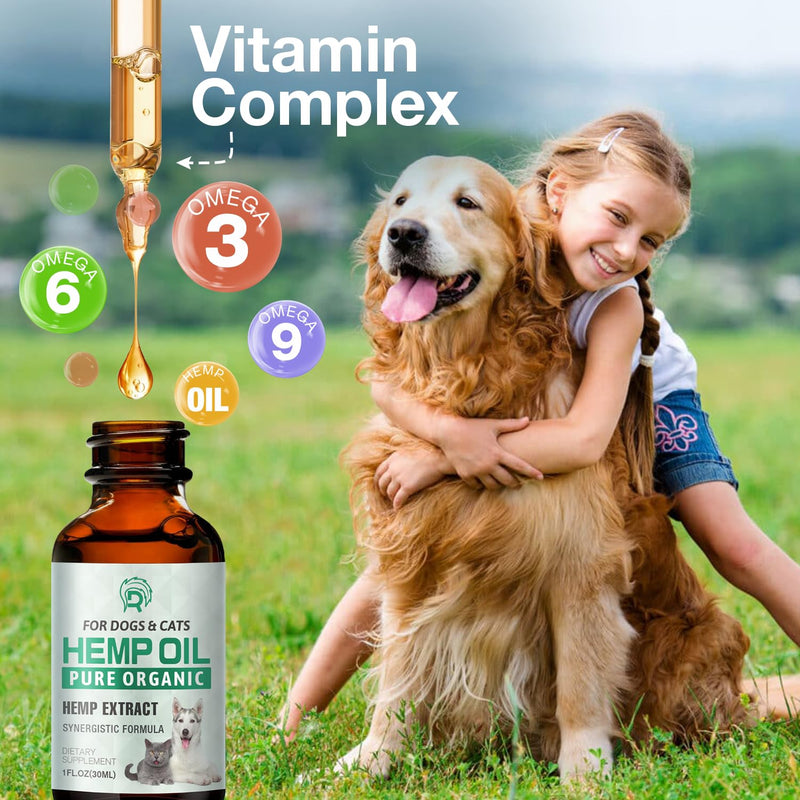 2 Pack Hemp Oil for Dogs and Cats - Anxiety Stress Sleep Allergies Arthritis Seizures Pain Relief - Promotes Skin Hip Joint Health - Calming Drops for Aggressive Pets 1 Fl Oz (Pack of 2)