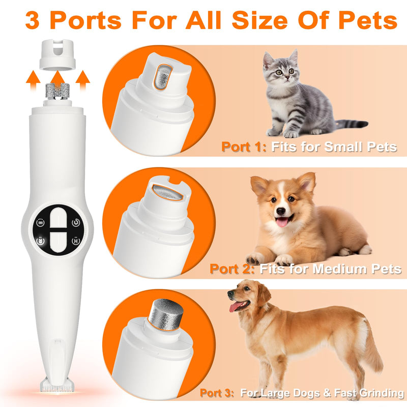 Dog Paw Trimmer with LED Light, Upgraded 2 in 1 Dog Grooming Kit, Cordless Dog Nail Trimmers Grinder with 3 Ports for Small Medium Large Dogs, Pet Micro Precision Electric Trimmer for Paws Eyes Ears - BeesActive Australia