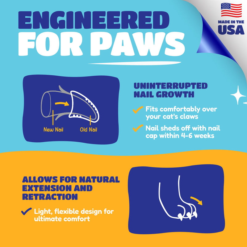 Soft Claws for Cats - CLS (Cleat Lock System), Size Medium, Color Blue - BeesActive Australia