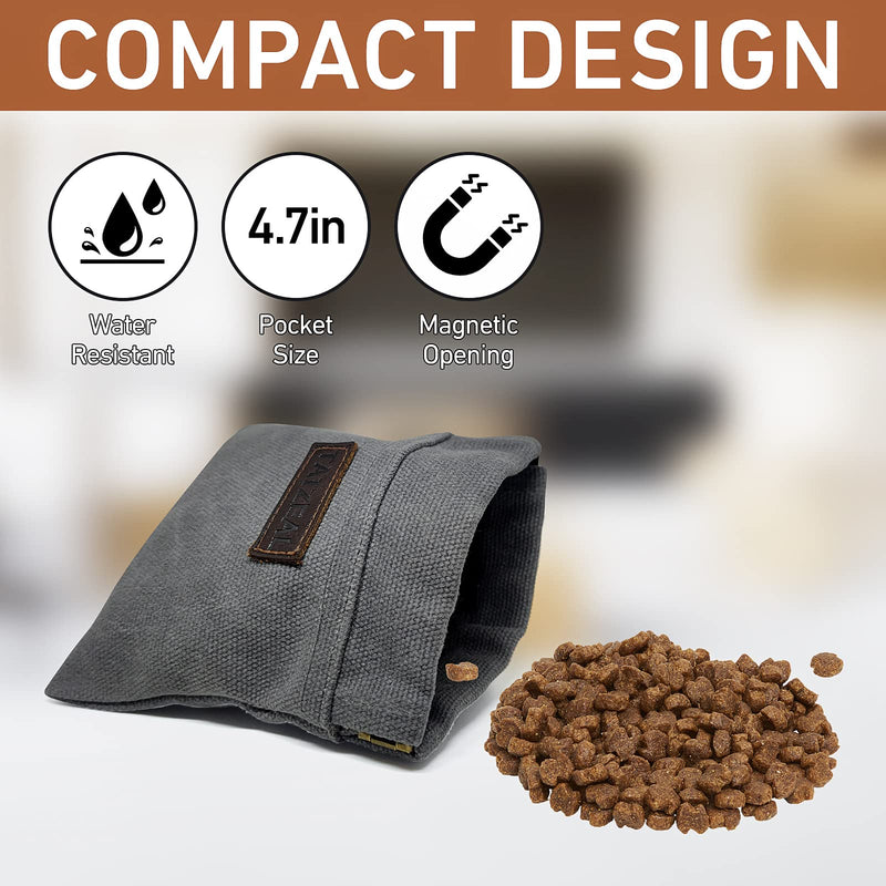 Dog Treat Pouch, Small Doggie Puppy Treat Snack Bags Reward Pouch, Hand-Free Dog Treat Pouch Magnetic Closure, Use for Outdoor Short Walking - Grey - BeesActive Australia