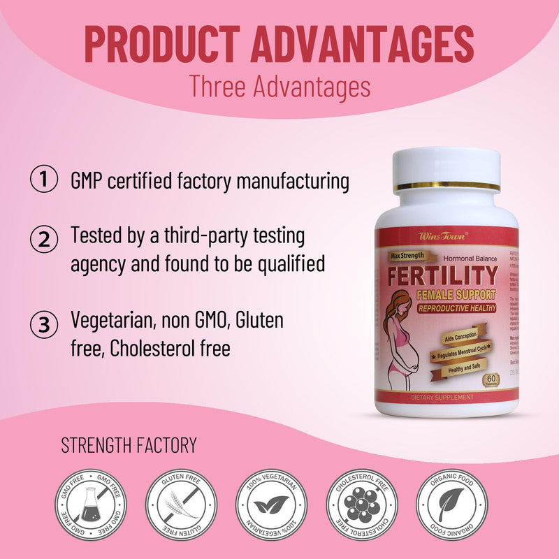 Fertility Tablets for Women, Female Prenatal Vitamin Supplements, Support Ovulation & Conception, 60 Tablets - BeesActive Australia