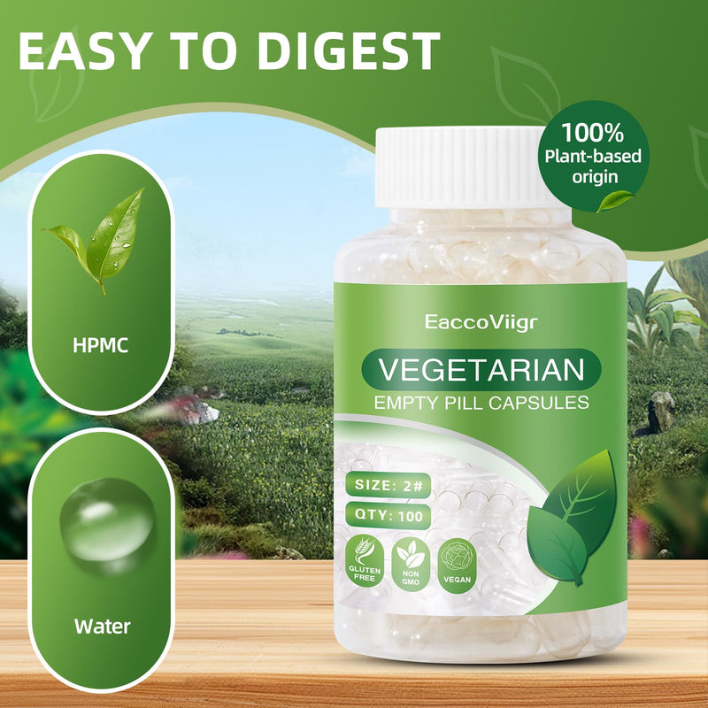 Size 2 Empty Capsules - 100 Count Clear Empty Pill Capsules Size 2 with Capsule Filling Kit, Fillable Vegan Vegetarian Capsule Empty for Vitamins, Easy for DIY Supplements