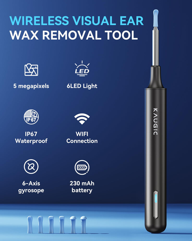 Electric Ear Wax Removal with 1080P Ear Camera, Water Powered Ear Cleaner with 4 Mode Settings, 10 Tips, Wireless Otoscope with 6 LED Lights, 8 PCS Earwax Removal Kit Set - BeesActive Australia