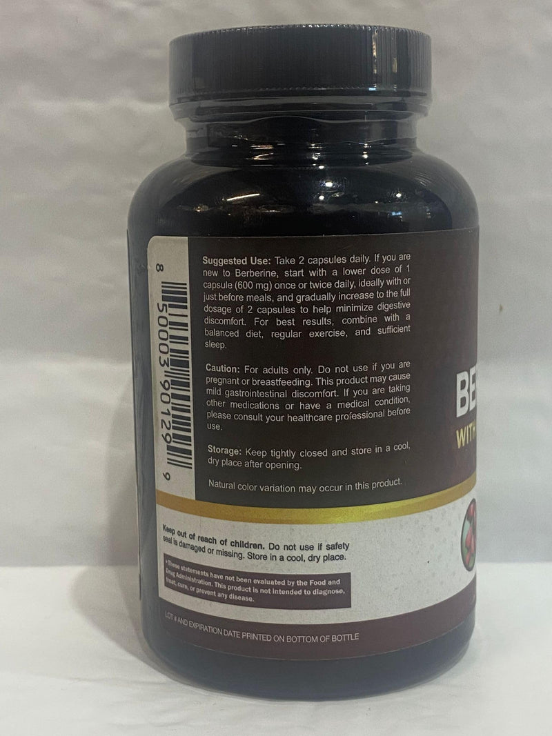 NutriFlair Premium Berberine HCL 1200mg, 120 Capsules - Plus Pure True Ceylon Cinnamon, Berberine HCI Root Supplements Pills - Immune System - yields an Optimal 8% HCl