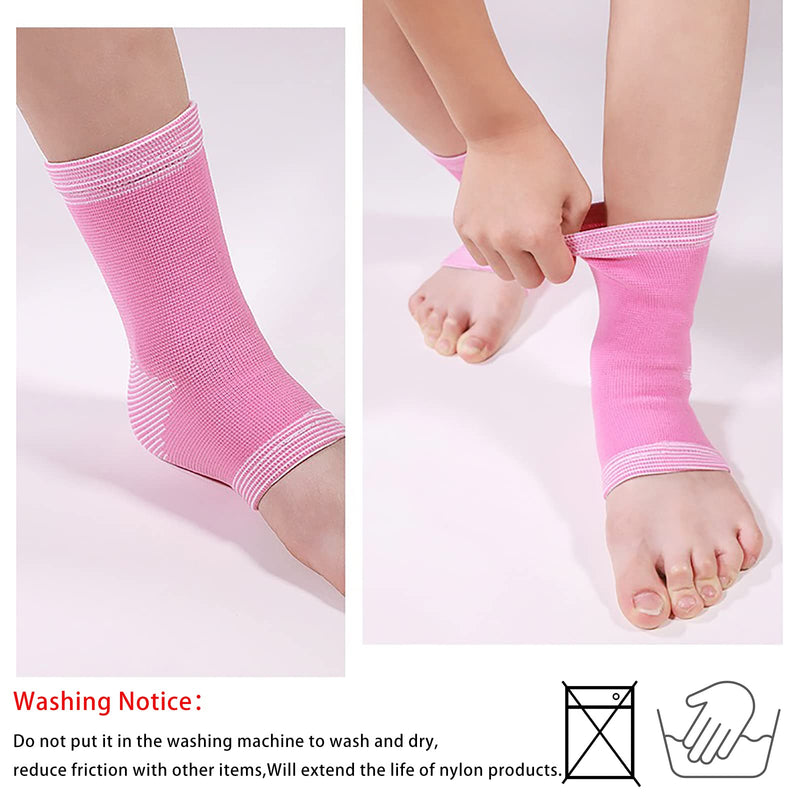 1 Pair Kids Compression Sleeves Foot Arch Support,Kids Children Ankle Brace,Plantar Fasciitis Sock for sprained ankle or sports (Pink) Pink