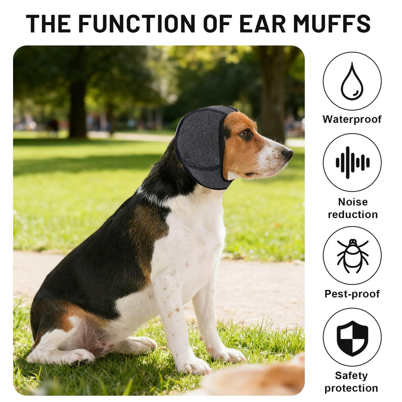 Thickened Neoprene Dog Ear Cover, Adjustable Waterproof Dog Head Wrap for Noise and Anxiety Relief, Ear Protection for Dogs (Gray, XL) Dark Gray