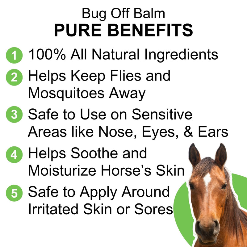 Bug Off Balm - All Natural Ointment for Horses, Ponies and Donkeys, Use for Cows, Goats and Other Farm Animals | Protects and Moisturizes The Skin - 8 oz. - PawsPlanet Australia