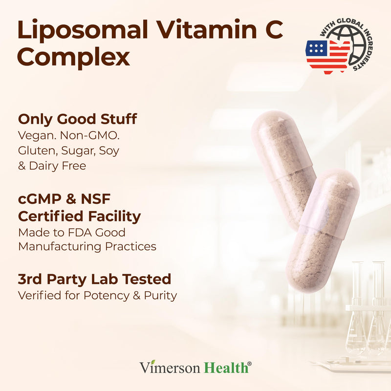 Liposomal Vitamin C 1000mg - Premium Absorption Vitamin C Powder - Immune Support Supplement - Vitamina C 1000mg - High Potency for Antioxidant Support - Gentle on Digestion & Fast Uptake. 60 Capsules 60 Count (Pack of 1)