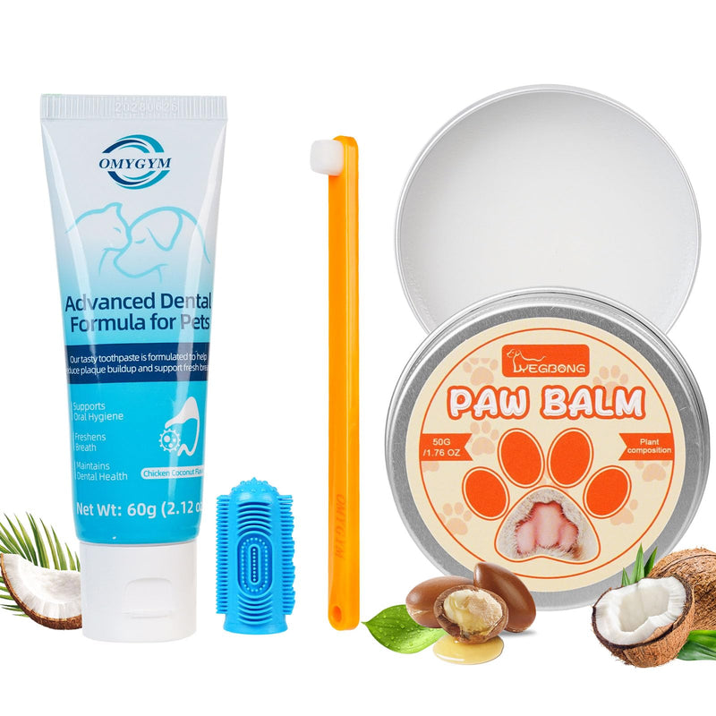 Dog Toothpaste with Toothbrush Kit - Coconut Chicken Flavor Pet Dental Care, Plaque Tartar Remover, Fresh Breath, Easy Brushing No Resistance for Dogs Cats, 2.1oz