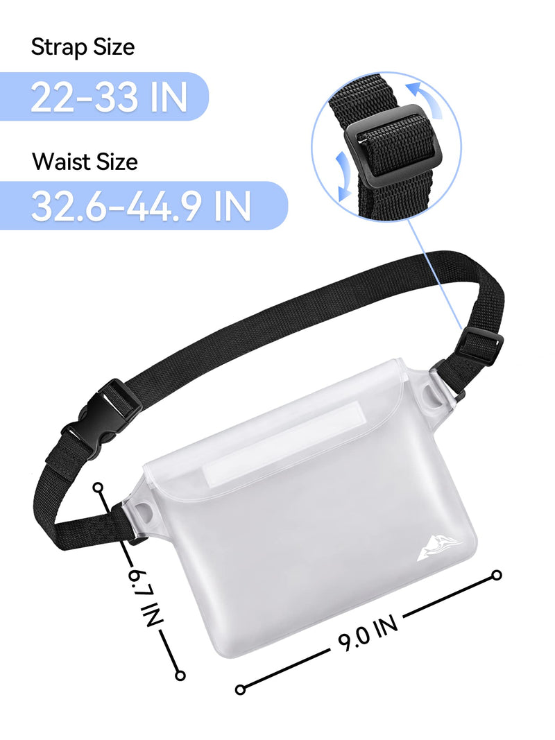 HEETA Waterproof Fanny Pack, Waterproof Pouch Dry Bag 2/3/4 Pack for Phone Passport Purse, Adjustable Waist Strap for Swimming Kayaking Boating Paddle Board Accessories Cruise Beach Camping Essentials White & Blue