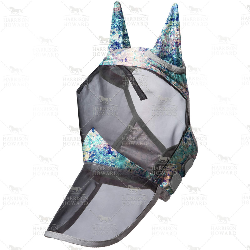 Harrison Howard LumiVista Horse Fly Mask Long Nose with Ears UV Protection for Horse Pastel Mix M Cob Cob (Medium) - BeesActive Australia