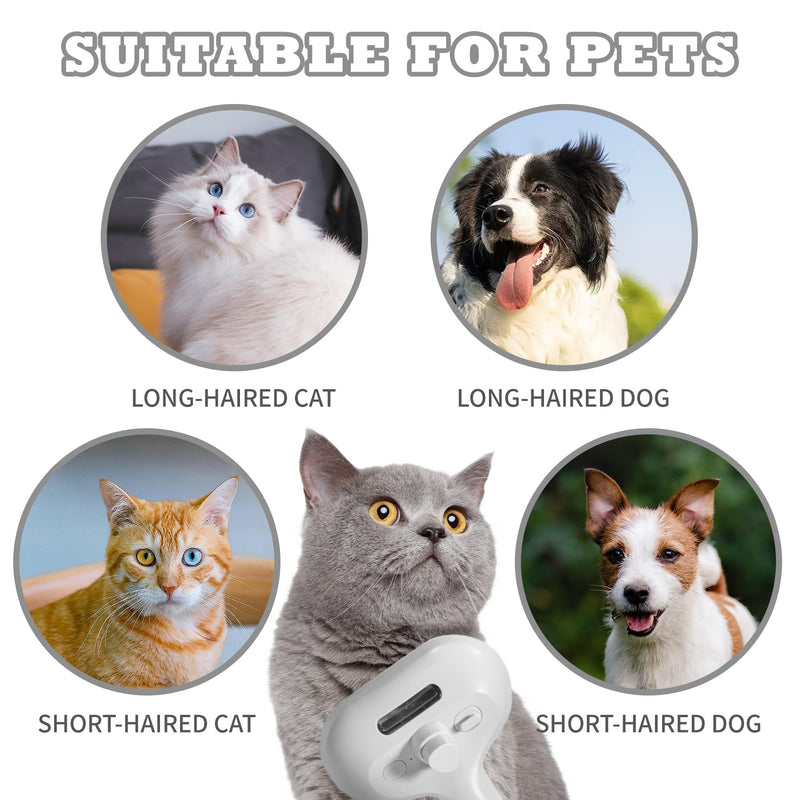 Spray Cat Brush for Shedding - Pet Hair Removal Comb with Water Tank and Release Button, Cat/Dog Steam Brush, Cat Bath Brush, Pet Steam Brush, Cat Brush with Water - Pet Spray Hair Comb (White) WHITE - BeesActive Australia