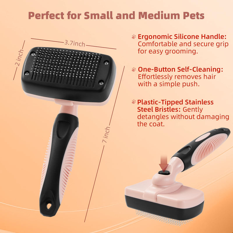 3PCS Cat & Dog Brush Set: Slicker & Deshedding Brush, Dematting Comb, and Bath Brush – Premium Grooming Tools for Shedding & Tangle-Free Fur (pink) pink - BeesActive Australia