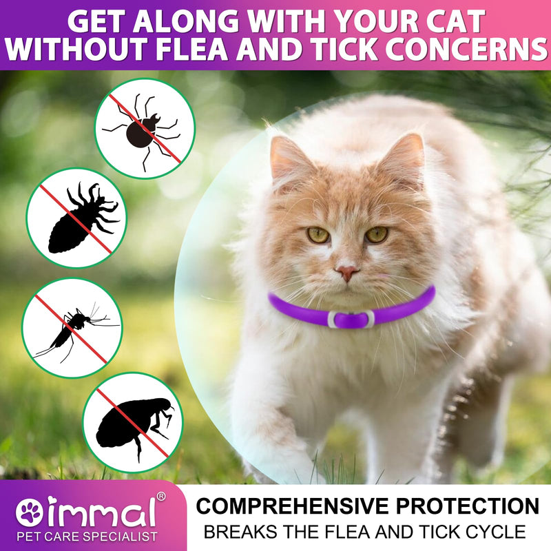 Tick flea collar for cats, tick collar for cats, flea collar for cats, 4 pieces, effective protection for 24 months, adjustable, waterproof (pink and purple). - BeesActive Australia