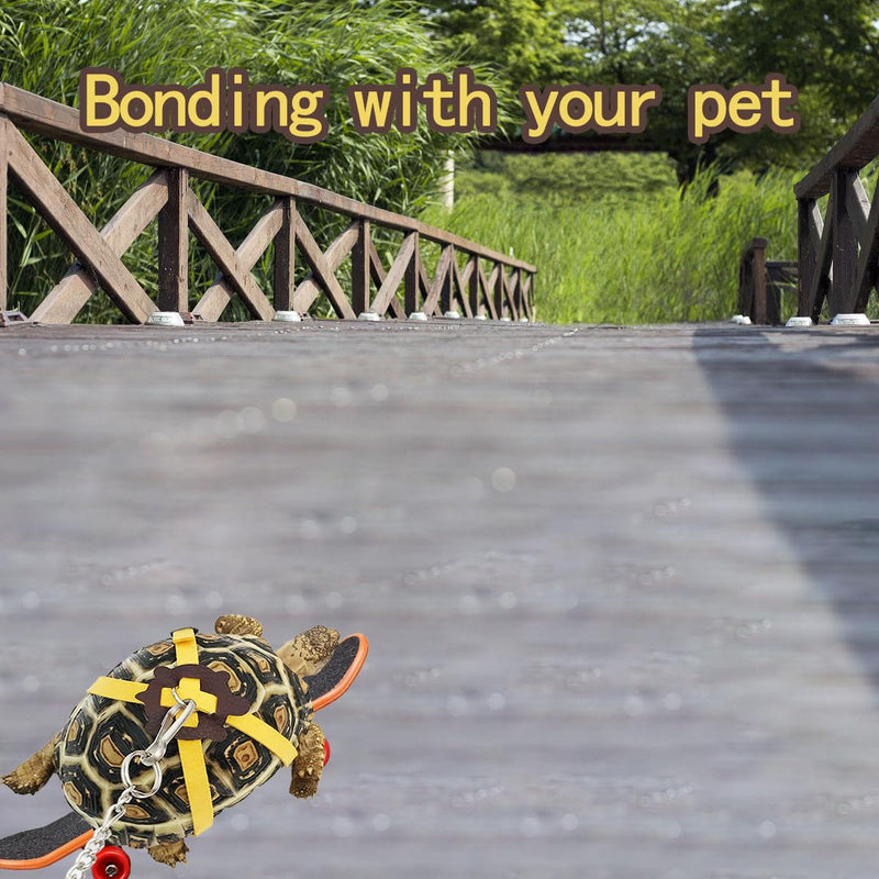 Turtles Playing and Training Toys Set, 1 Adjustable Tortoise Leash 2 Reptile Skateboards 2 Treat Ball, Turtle Fast Skate Accessory Funny Pet Mini Walking Skateboards for Parrot(Yellow Small) Yellow Small - BeesActive Australia