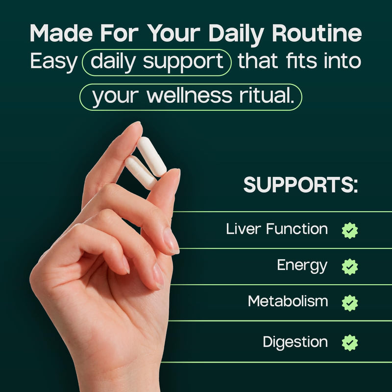 LIVERITE Liver Aid with Milk Thistle 60 Capsules, Liver Support Supplement with Amino Acids, Choline, Milk Thistle & Vitamin B12 – Supports Healthy Liver Function, Energy & Metabolism 60 Count (Pack of 1)