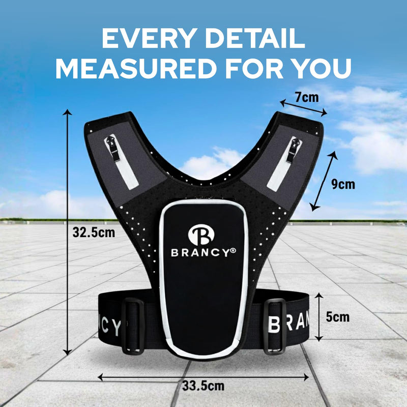 Brancy Running Phone Holder Vest - Reflective Running Vest for Women & Men with 2 Shoulder Zipper Pockets | Alternative Lightweight Backpack | Adjustable Waterproof Running Vest with Phone Holder