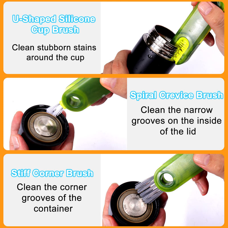 3 in 1 Multipurpose Bottle Gap Cleaner Brush,3 Pack Cup Cover Cleaning Brush,Cup Crevice Cleaning Tools,Water Bottle Cleaner Brush,Home Kitchen Cleaning Tools 3 in 1 Multifunctional Cleaning Brush-3 Pack - BeesActive Australia