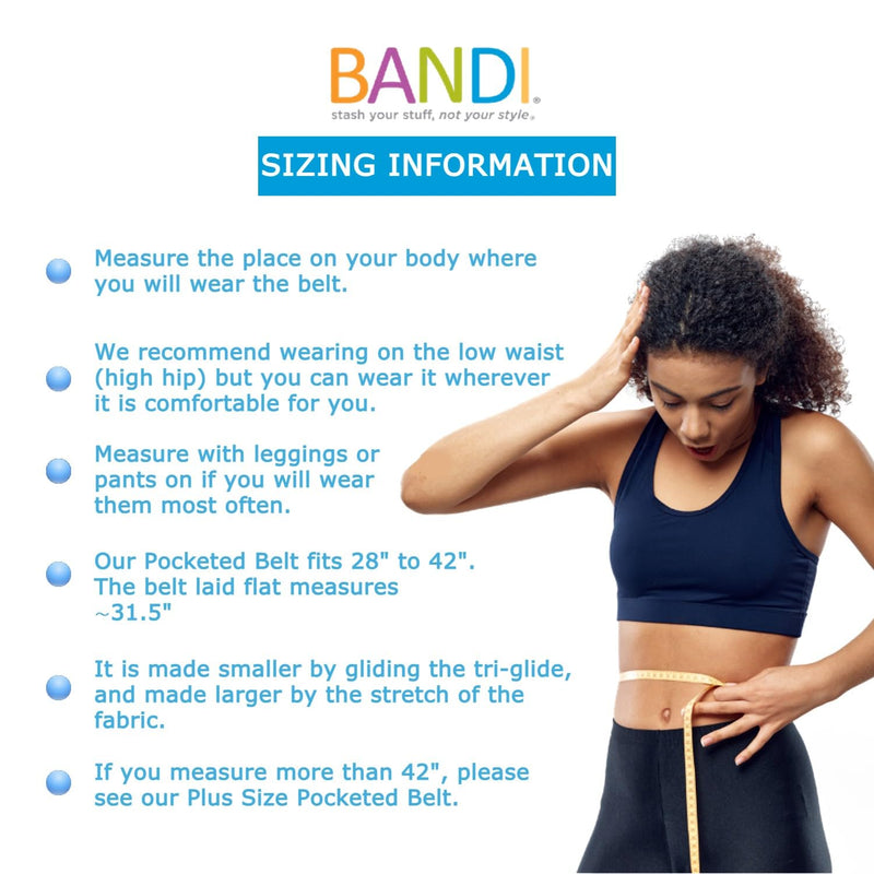 BANDI Running Belt for Women & Men – USA Made No-Bounce Adjustable Waist Pack & Secure Fanny Pack – Fits All Phones, Gels & Essentials – Zipper-Free, Medical Device Friendly Coral Reef Pocketed Belt (28"-42")