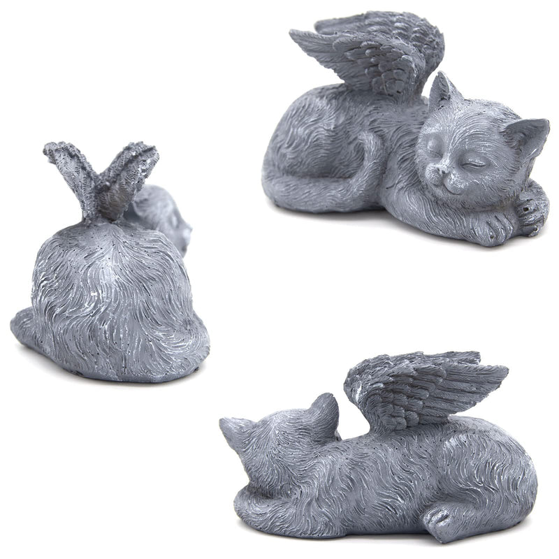 LhyBtm Cat Angel, Sleeping Cat, Sleeping Angel Cat, Grave Decoration for Cats, Angel Wings for Pets, Memorial Stone Cat, Resin Grave Decoration Statue for Home (11.7 x 6.1 x 5.8 cm) - BeesActive Australia