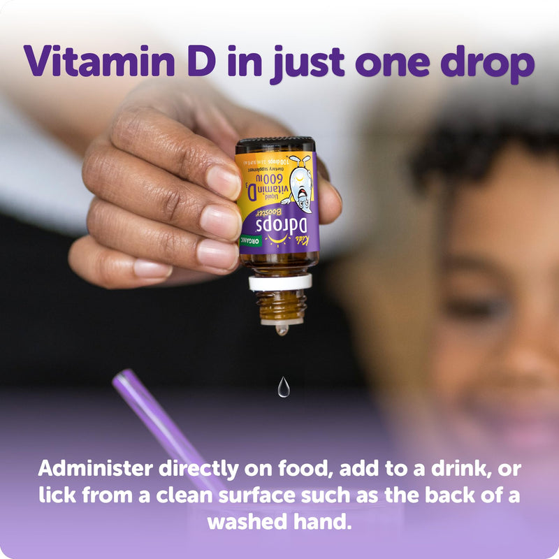 Ddrops Kids Booster 600IU 100 Drops - Daily Liquid Vitamin D for Kids. Support Strong Bones & Immune System in Children. No Preservatives, No Sugar, Non-GMO, Allergy-Friendly 0.09 Fl Oz (Pack of 1)