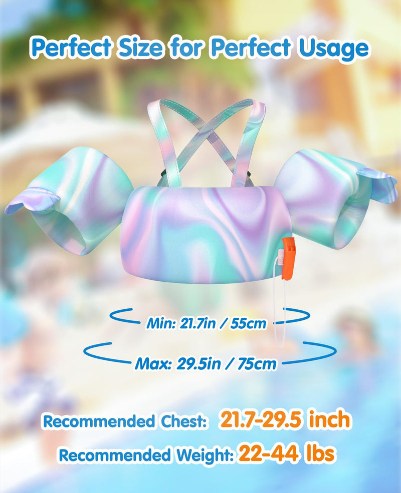 HeySplash Toddler Swim Vest for 22-44 Lbs/22-55 Lbs, Toddler Floatie with Adjustable Safety Shoulder & Back Buckle, Kids Swim Vest with Arm Floaties, Pool & Beach Swim Trainer for Boys Girls G-Purple for kids 22-44 lbs - BeesActive Australia