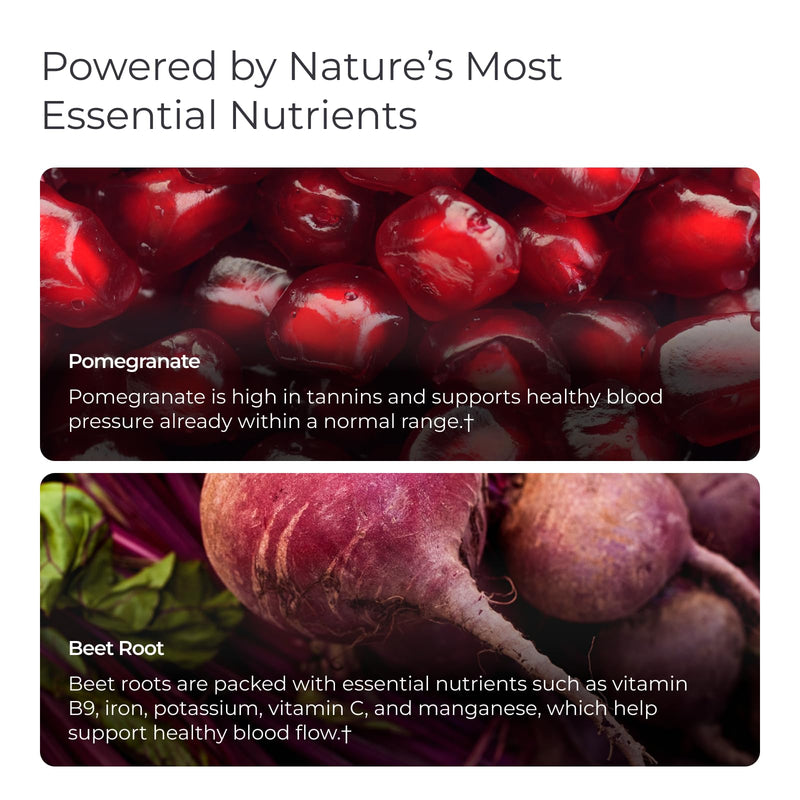 Livingood Daily Blood Pressure Support, Heart Health Supplement, 120 Caps | 11-in-1 Blood Circulation Supplements, Beet Root, Hawthorn, Pomegranate, Magnesium, Taurine, Folate, Vegan, Made in USA