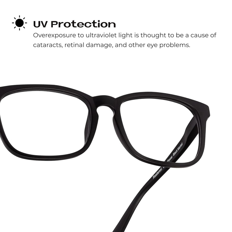 Readerest Blue Light Blocking Reading Glasses (Black, 1.50 Magnification) Computer Eyeglasses With Thin Reflective Lens, Antiglare, Eye Strain, UV Protection, Stylish For Men And Women Black 1.5 x - BeesActive Australia
