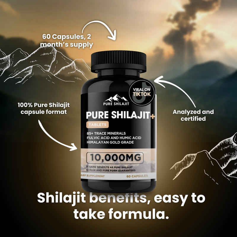 Capsules, Maximum Potency Organic Pills with Trace Minerals for Energy & Immune Support, for Men & Women, Natural Supplement from Himalayan Resin, 60 Tablets - BeesActive Australia