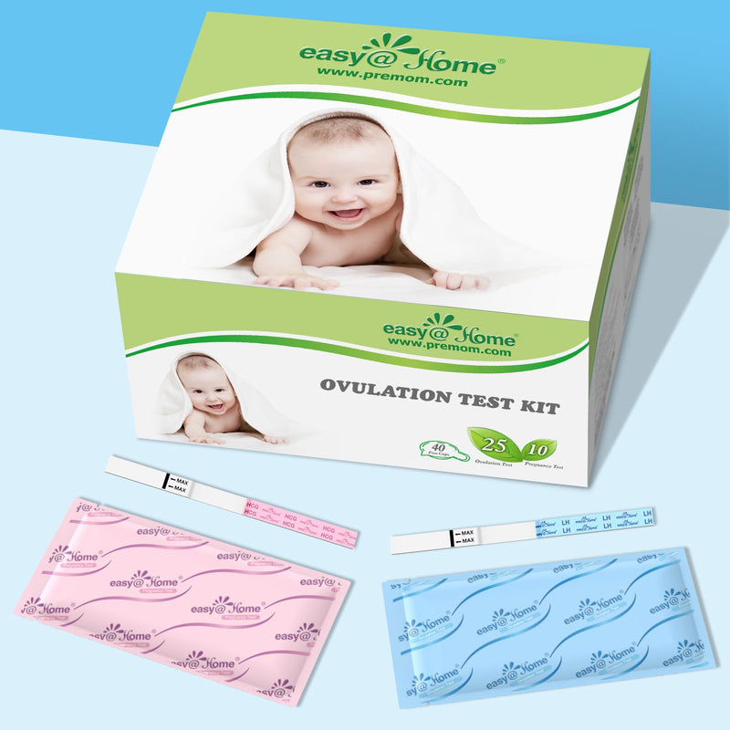 Easy@Home Ovulation & Pregnancy Test Strips Kit: 25 Ovulation Tests 10 Pregnancy Tests & 35 Large Urine Cups - Powered by Premom Ovulation APP | 25LH + 10HCG + 35 Urine Cups - BeesActive Australia