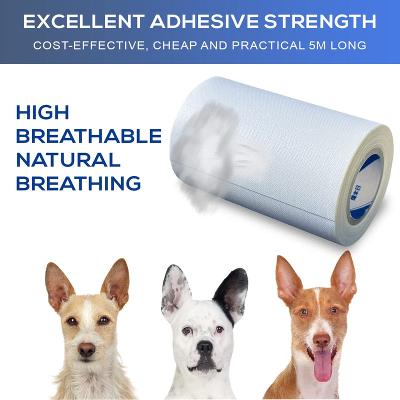 Ear Tape for Dogs 1 Pack with Dog Ear Cleaner Cotton Swabs, Self Adhesive Cotton Tape for Dog Ear Protection and Support, Ear Care Set for Dogs (3.0 inch (75 mm)) 3.0 inch (75 mm)