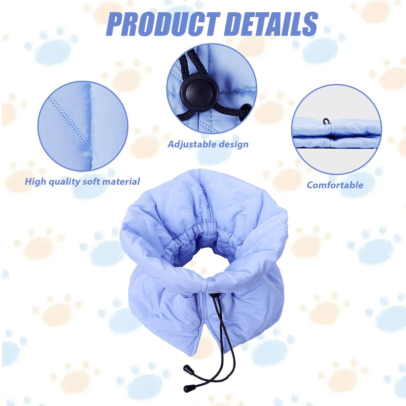 WIYETY Cat Neck Collar Adjustable Recovery Collar: Foldable Soft Protective Collar Cat, Cat Collar for Licking Wounds, Cat Collar for After Surgery and Injuries (Blue, S) - BeesActive Australia