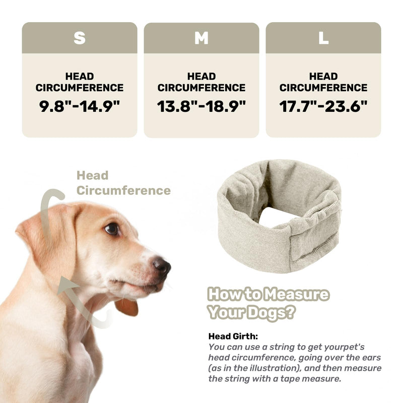 Dog Calming Hoodie, No Shake Ear Wraps for Dogs, Adjustable Dog Ear Muffs for Noise Protection, Ear Wrap Head Cover for Anxiety Relief & Hematoma (Pearl White, S(Head Circle:9.8"-14.9")) Pearl White S(Head Circle:9.8"-14.9")
