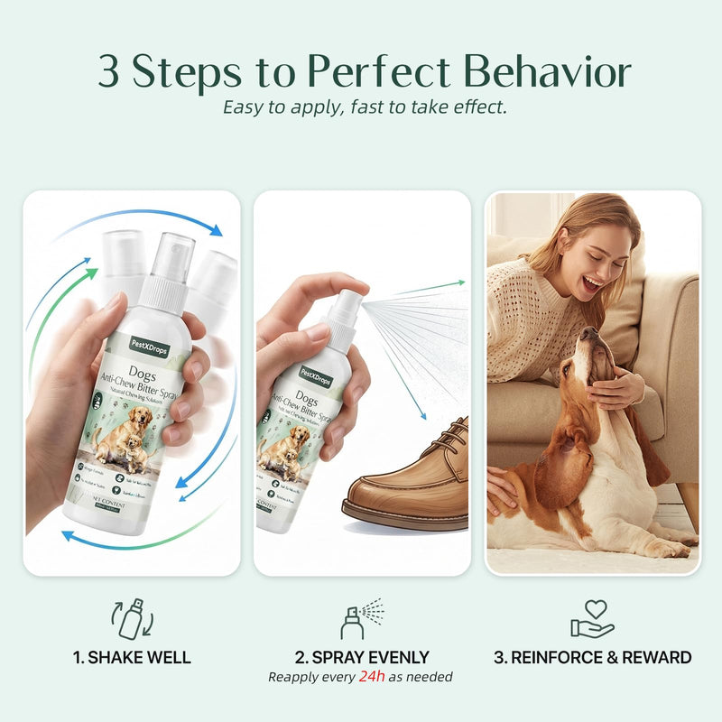 Dog Bitter Deterrent Spray for Furniture, Dog No Chew Spray to Stop Dogs & Puppies from Chewing, Biting, Licking, Peeing, Natural Stop Chewing Dog Spray& Behavior Corrector,200ml
