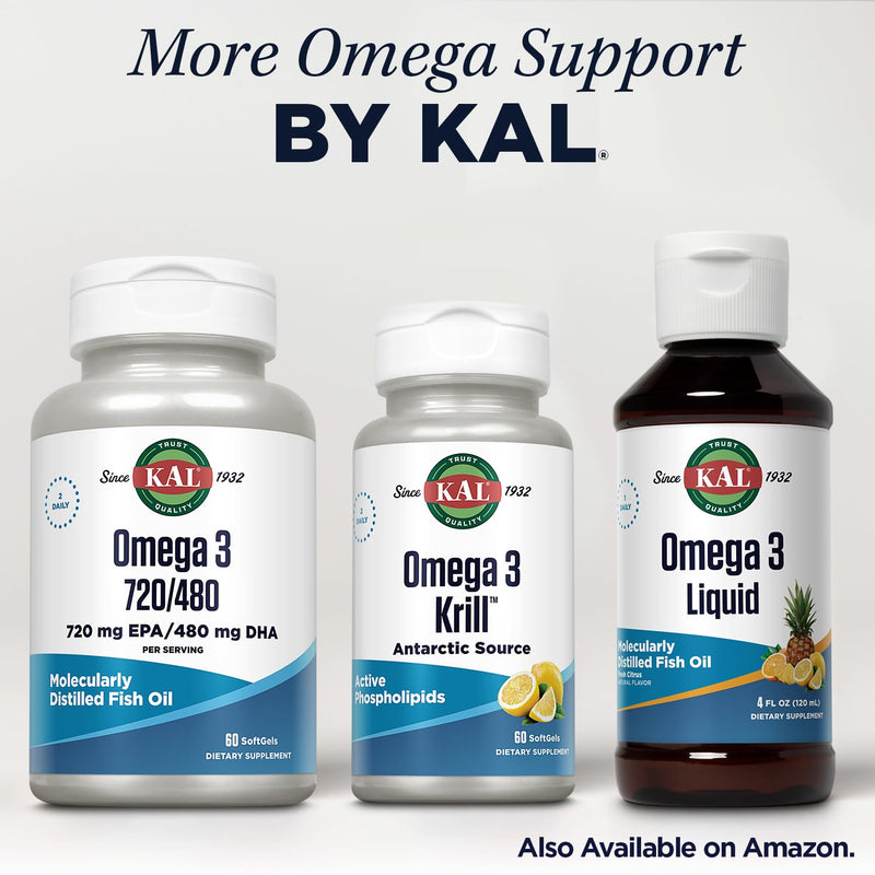 KAL Ultra Omega 3-6-9 1200mg | Fish Oil w/Cold Pressed Flaxseed & Borage Oil | Skin, Hair, Heart, Memory | 100 Softgels