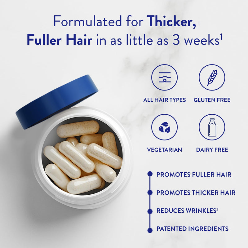 Routine Wellness Hair Growth Supplement with Biotin, 60 Count (Pack of 2) | Clinically tested hair growth vitamins for thicker, fuller-looking hair, vegetarian, gluten-free, 60 capsules per bottle 60 Count (Pack of 2)