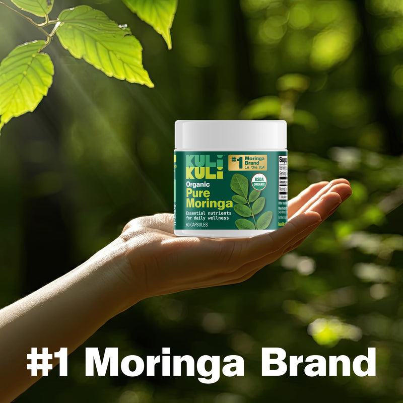Kuli Kuli Organic Moringa Leaf Powder Capsules, 120 Count Superfood | Premium nutrient-dense moringa supplement delivers natural energy, vitality, and wellness support for everyday health 60 Count (Pack of 2)