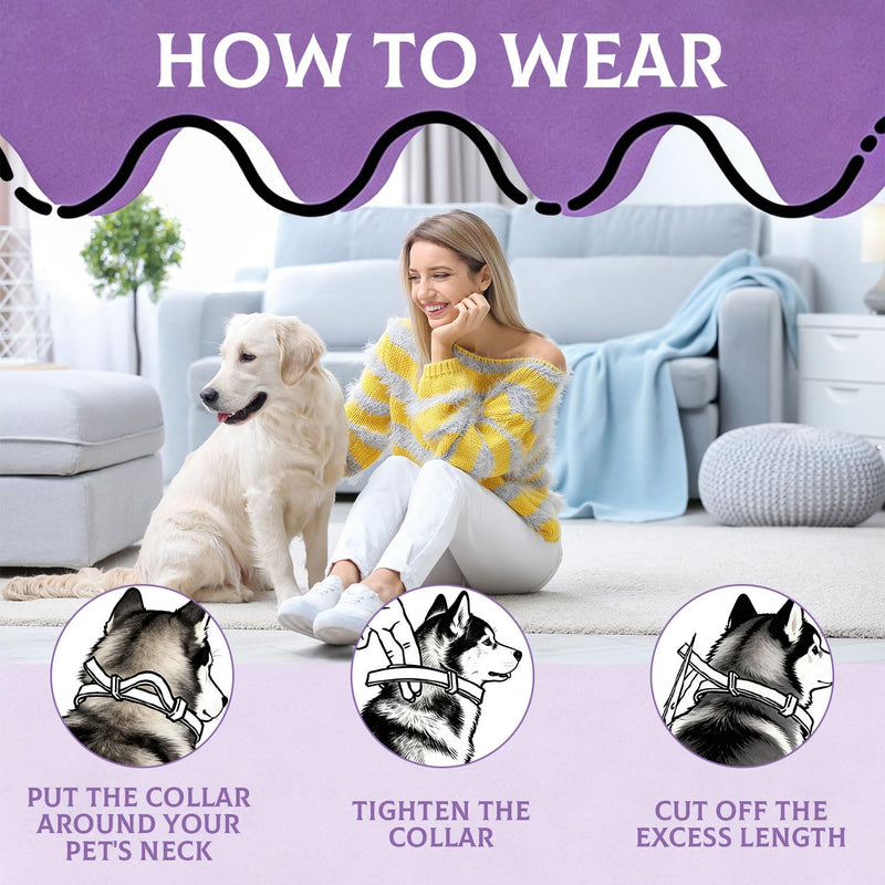 3 PCS Pheromone Dog Calming Collar with Lavender Relaxing Dog/Cat Collar Adjustable Anxiety Relief for Prts Stress, Separation, Noise, Thunderstorms, Fireworks, Travel (Purple) Purple, 3 PCS