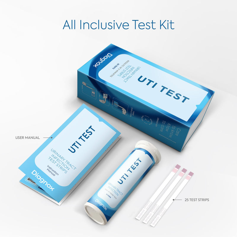 Diagnox Health UTI Test Strips for Women - Accurate Results in 2 Minutes - Urine Test Strips for Urinary Tract Infections, 25 Count 1 Count (Pack of 25)
