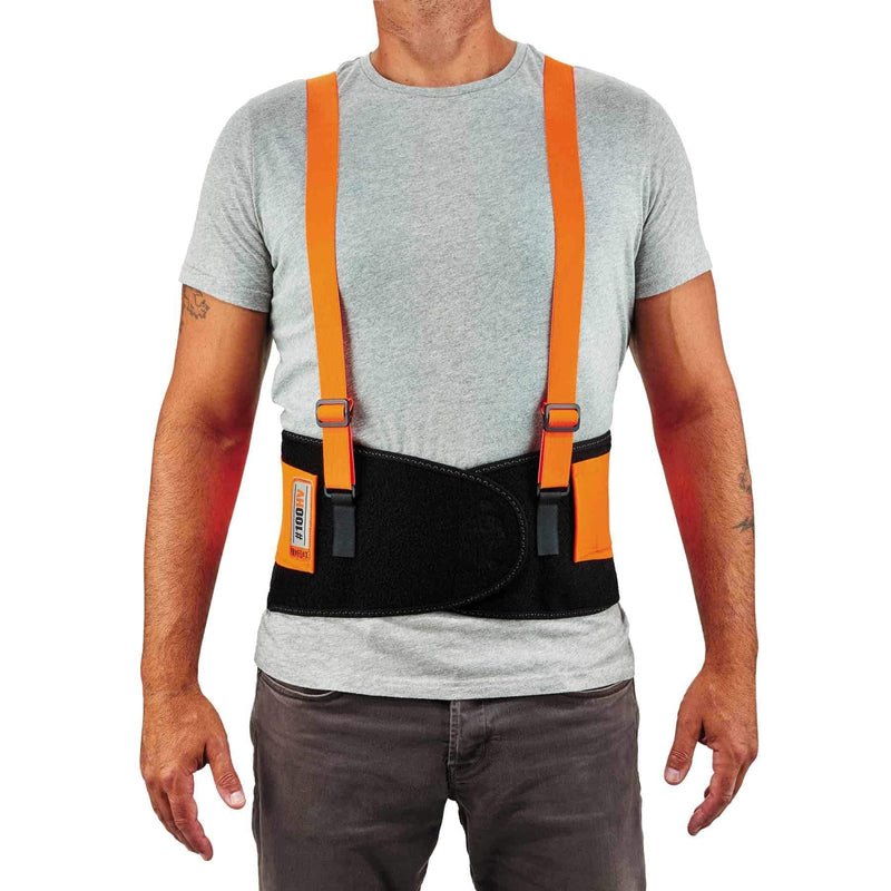 Ergodyne ProFlex 100HV Back Support Brace, High Visibility Support Belt, 8" Spandex Material, Removeable Straps Large
