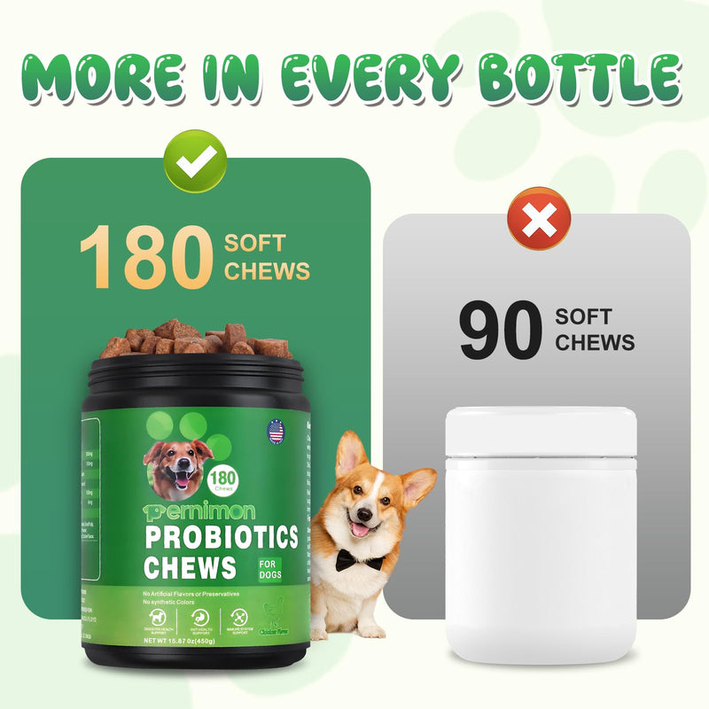 Probiotics for Dogs, 180 Count Dog Probiotics for Gut Health, Support Gut & Digestive Health, Allergy Itch Relief, Reduce Diarrhea, Loose Stools, Strengthen Immunity Health- Chicken Flavor