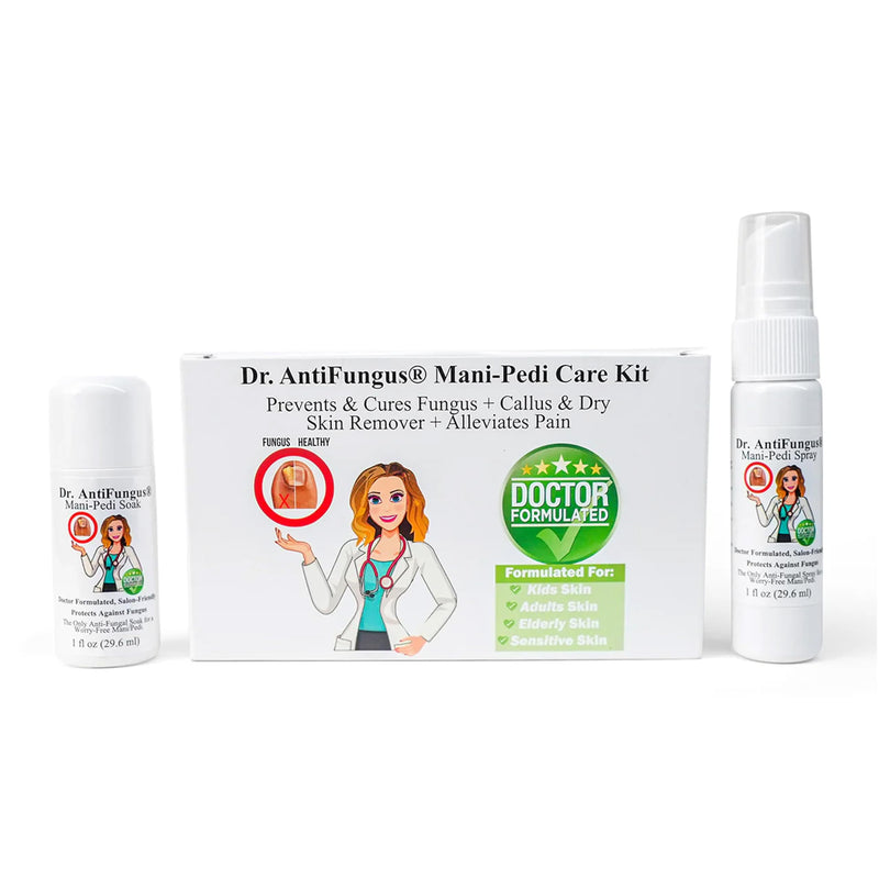 Dr. Antifungus - Mani-Pedi Nail Care Set - Includes Nail Defense Soak & Spray with 1% Tolnaftate - Protect, Cleanse, Dry Skin & Callus Remover - Nail & Cuticle Treatment for Kids and Adults - BeesActive Australia