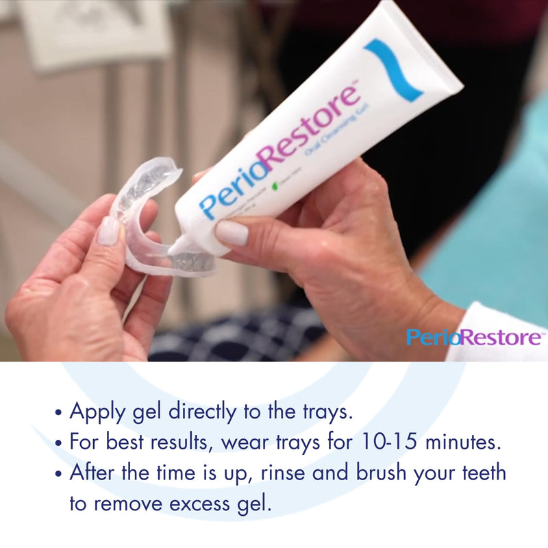 Perio Restore¬Æ Gel 3 Ounce Tube; 3 Pack. 1.7% Hydrogen Peroxide Oral Cleansing Treatment Gel. Includes Two (2) Trays for Ease of Application. Mint Flavor